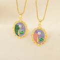 QIKU Artistic Enamel Pearl Pendant Necklace Elegant Victorian Style Handmade Jewelry Gift for Women