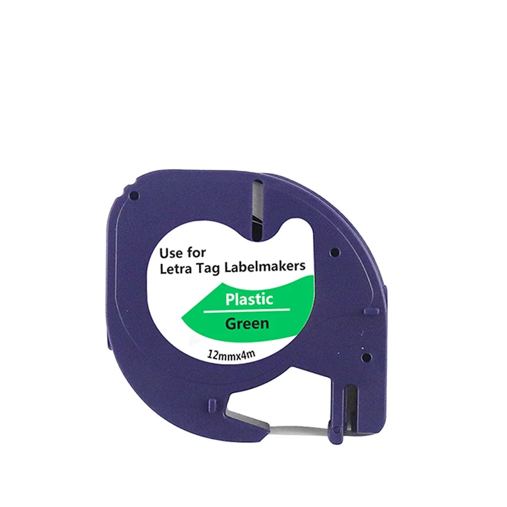 Tatrix 91204 12mm Black on Green Compatible Adhesive Thermal Plastic Label Tape 91204 for DYMO LetraTag 100H Printer