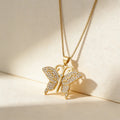 QIKU Trendy Butterfly Shape Gold Color Pendant Women Necklace Copper Zircon Animal Jewelry Accessory Gift Wholesale Dropshipping