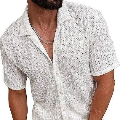 China Bangladesh Factory Price OEM Customized Logo 2025 Summer European American Style Knitted Breathable Casual Men Shirt