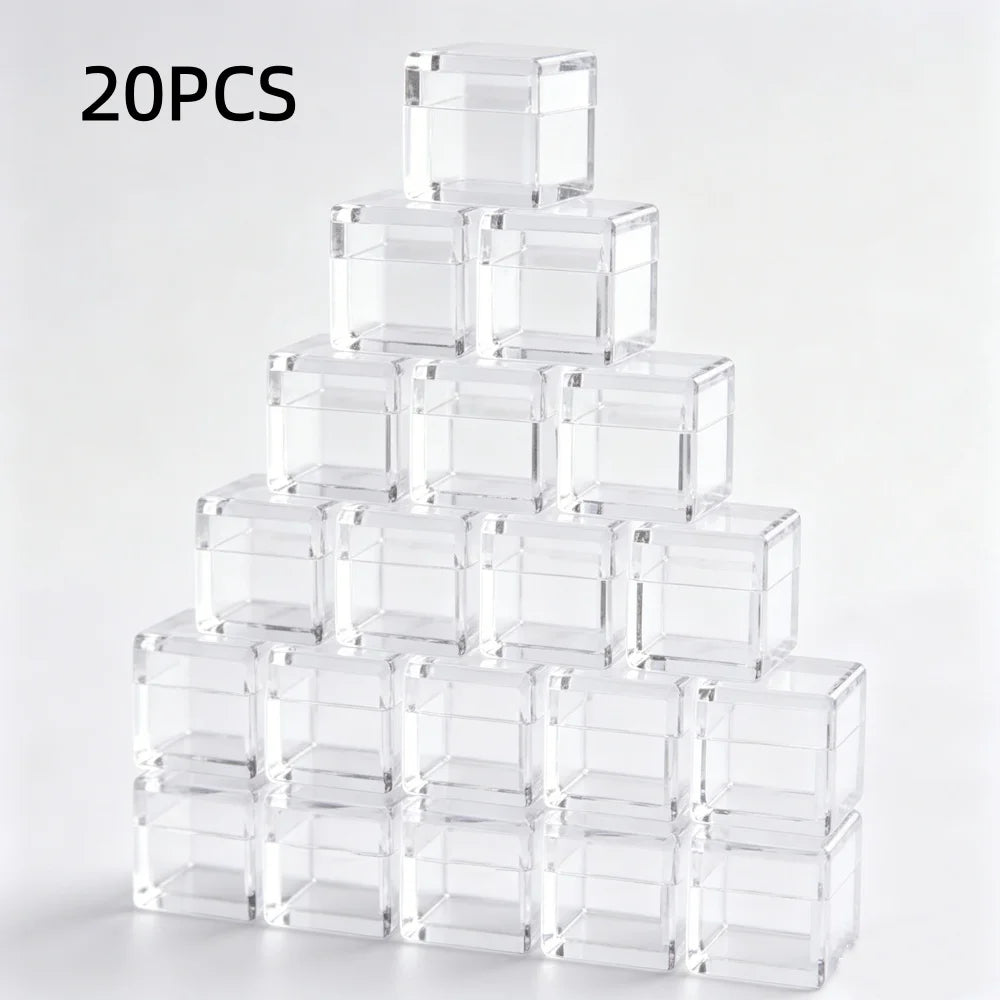Acrylic Box with Lid for 0.39" 10mm Element CubesJewelry Display Box Mini Pill Box Clear Display Box (20PCS)