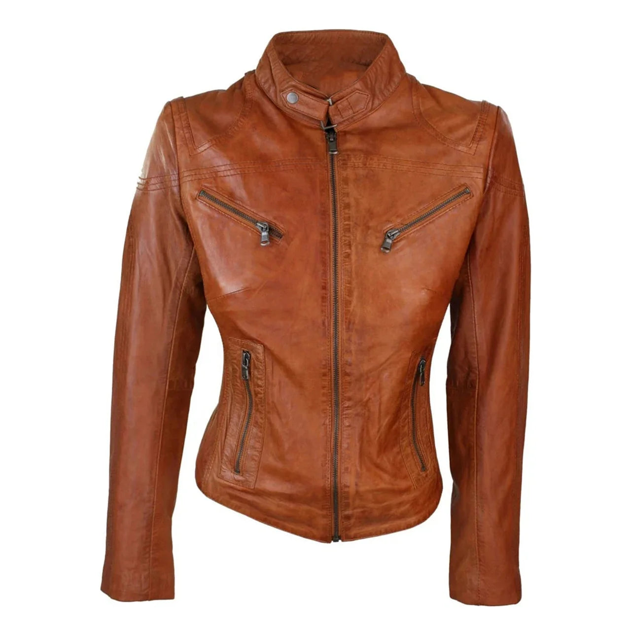 Leather Jacket Ladies Biker Leather Coat Detachable Sleeve Bomber in Sheepskin Varsity Woman Jackets Premium quality