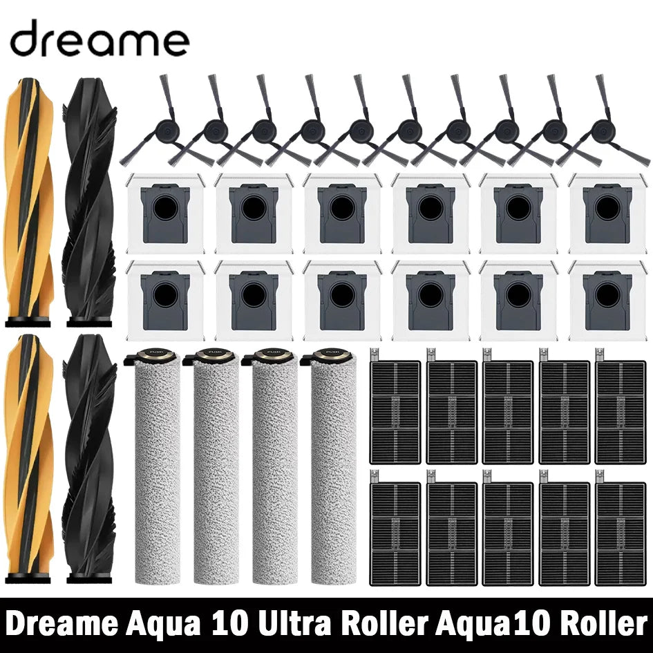 Dreame Aqua 10 Ultra Roller / Aqua10 Roller Vacuum Parts Main Roller Side Brush Bag Filter Roller Mop Cloth Acccessories