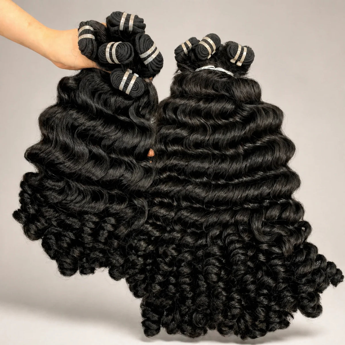 Wholesale Vietnamese Hair Weaving Bundles Raw Deep Wave Curly Eurasian Curl Non-Remy 100g Machine Double Weft Cuticle Aligned MegaBDM