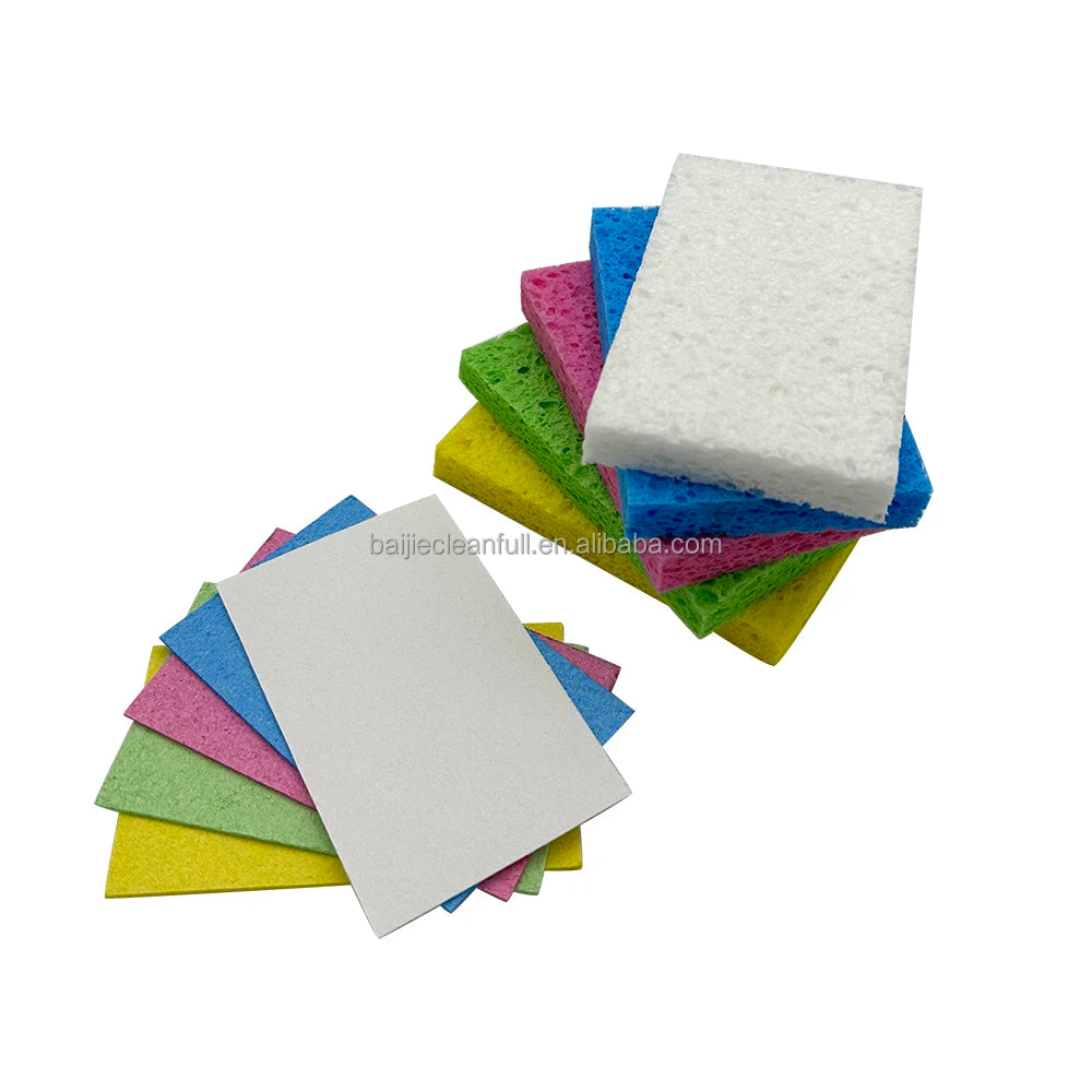 Pink Compressed Cellulose Sponges Non-Scratch Natural Dish Sponge for Kitchen Bathroom and Cars Cleaning
