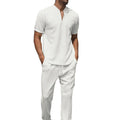 OEM Customized Logo Design European and American Men Shirt and Shorts Waffle-knit Two-piece Suit