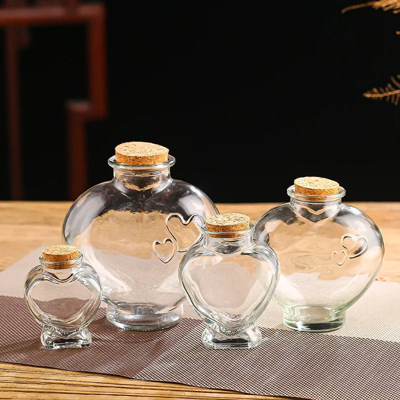 Wholesale 30ml 50ml 70ml 100ml 450ml 600ml Heart Star Cork Stopper Glass Bottle Vials Jars with Cork Wishing Bottle MegaBDM