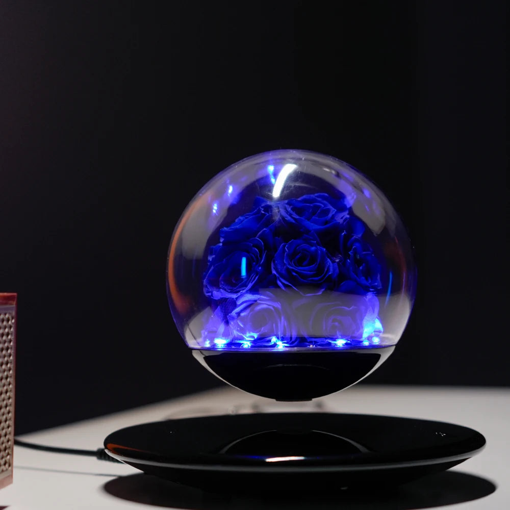 Room Decoration Couples Valentine Gift Magnetic Levitation Floating LED Night Light Forever Eternal Preserved Rose for Birthday