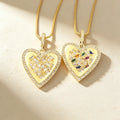 QIKU Romantic Heart Shape Rhinestone Pendant Women Necklace Copper Zircon 18K Gold Plated Jewelry Accessory Birthday Gift