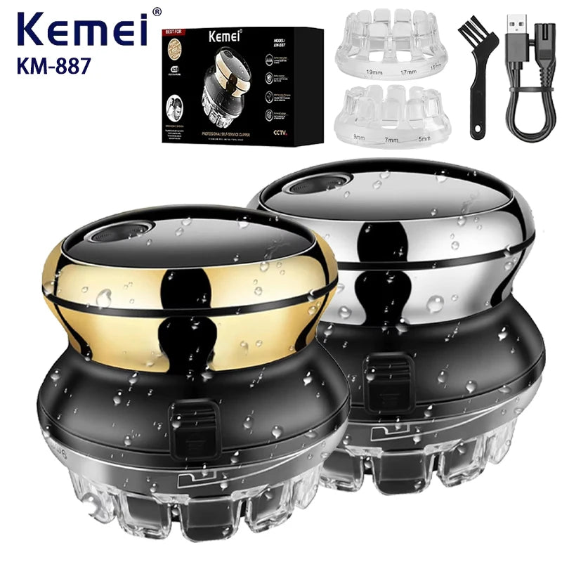 Kemei 887 UFO electric even cut rotary hair trimmer for men washable shortcut kit rechargeable hair clipper machine self-haircut