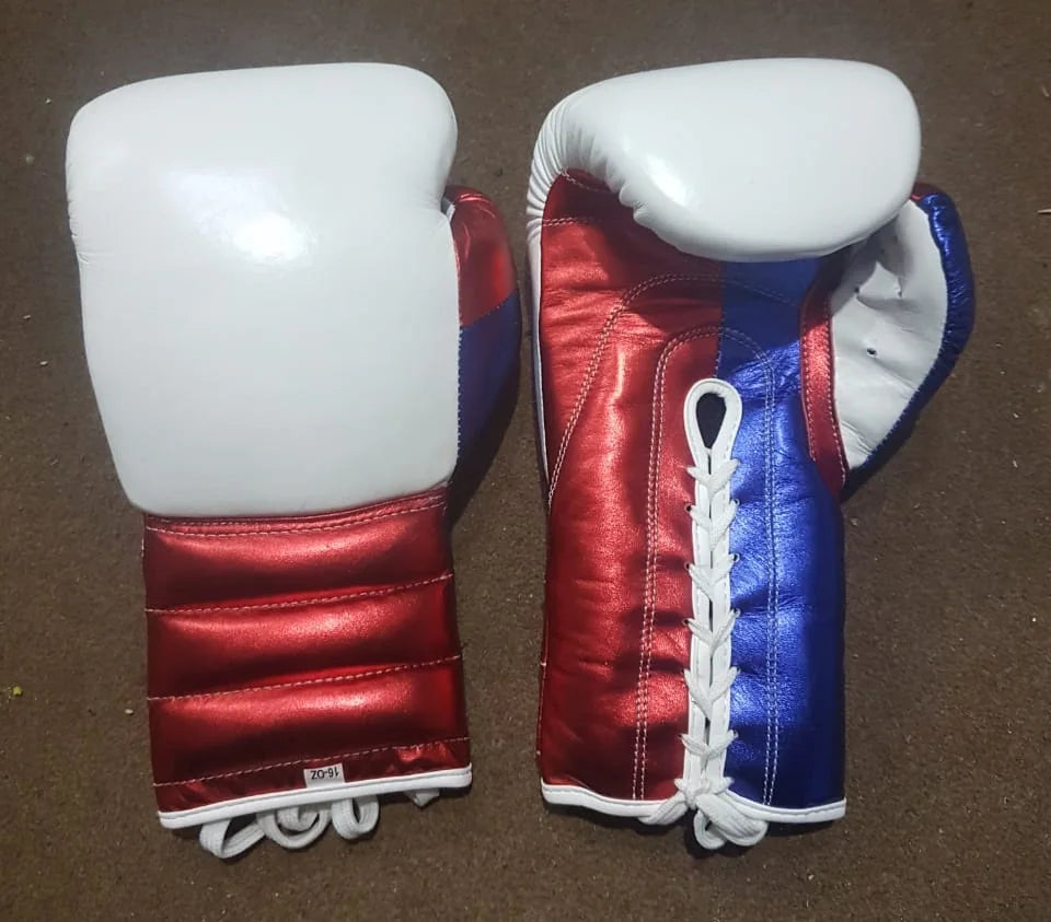 Custom Logo Label Mexican Style Lace up Real Cowhide Leather Boxing Gloves Multi Color High Quality