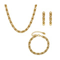 High End New Stainless Steel 18k Gold Roll Chain Necklace Earrings Bracelet Jewelry Set Female Spot Wholesale