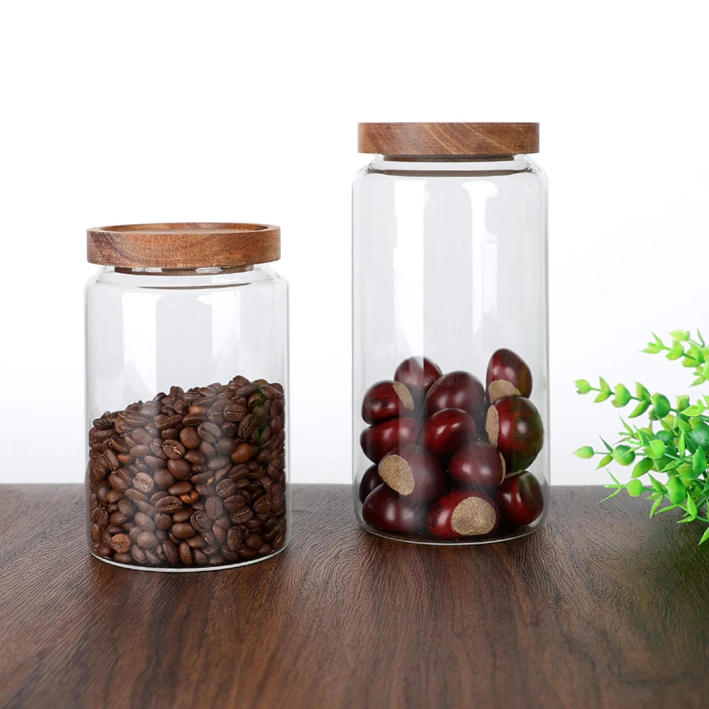 Clear Mason Jar Rice Food Storage High Borosilicate Glass Smell Proof Leak Cap Bamboo Lid Airtight ISO9001 Certified MegaBDM