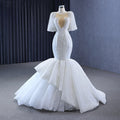 Jancember 222238 Bling Short Sleeve Slim Mermaid Tight Wedding Dresses for Girls