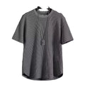 OEM Custom logo design summer loose simple waffle half-sleeved T-shirt trendy white versatile casual tops short-sleeved T-shirt MegaBDM