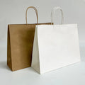Eco-Friendly Brown and White Kraft Paper Shopping Bags with Handles for Retail and Gift Packaging Wholesale