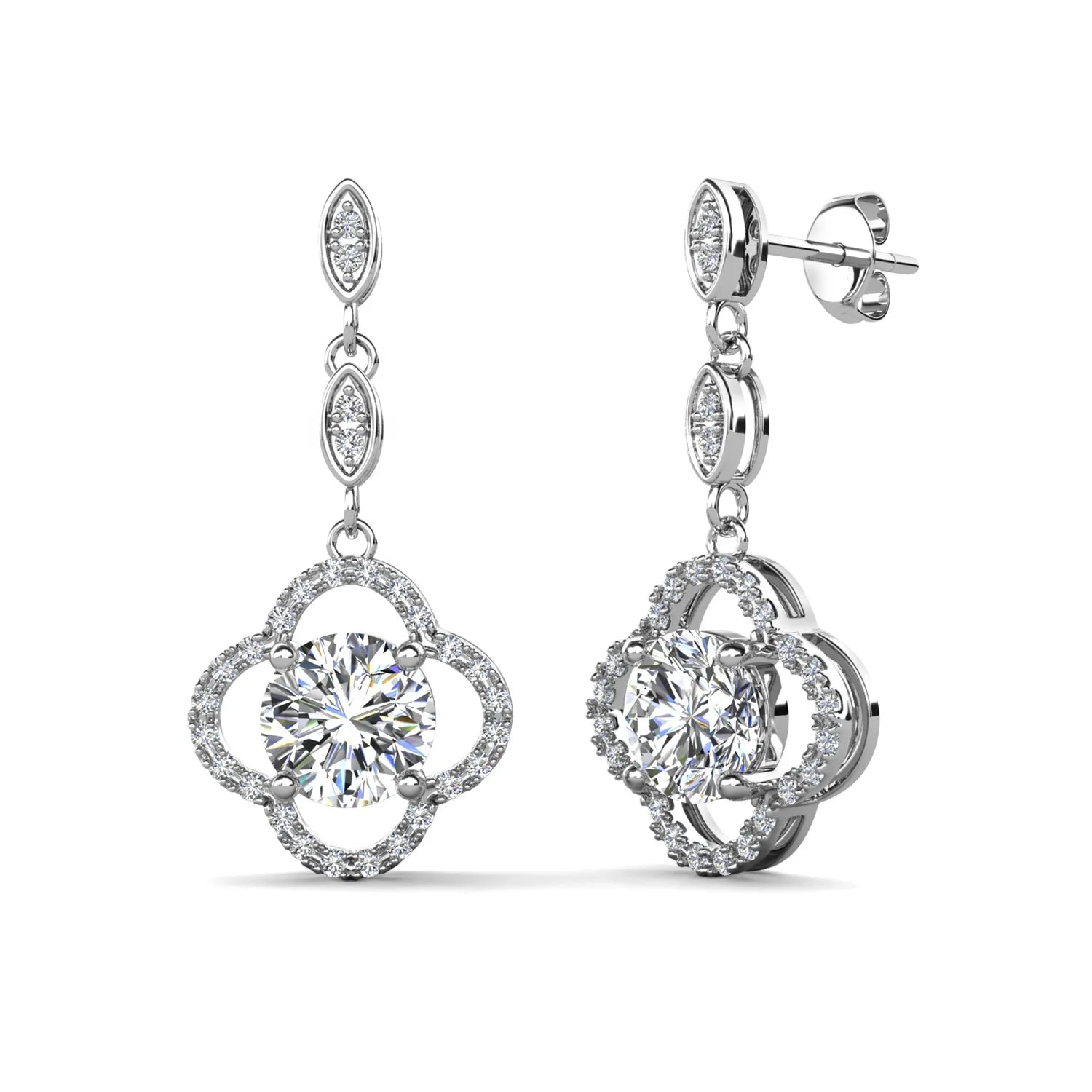 The Fancy Colored Lab Grown Moissanite Diamond Jewelry 925 Silver Luxury Lucky Clover Dangle Drop Earrings Destiny Jewellery