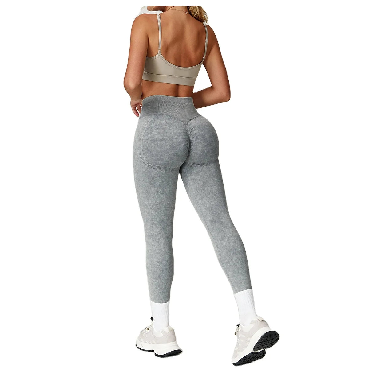 Washed Yoga Pants for Women Frosted Seamless Peach Hip Leggings High Waisted Fitness Running Yoga Clothes New