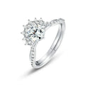 New Arrival 1ct Moissanite Engagement Ring Set for Women Curved CZ Eternity Ring Band 925 Silver Cluster Wedding Rings