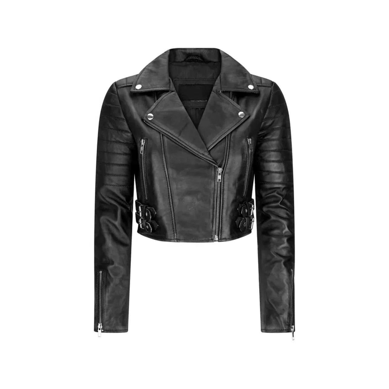 Fashion Women Genuine PU Leather Jackets Custom Made Winter Wear Stylish high quality Casual Cropped Women Leather Coats