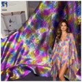 YX1585 Rainbow Metallic Foil Chiffon Fabric Soft With Holographic Foil Finish for Women Apparel Dresses and Costumes MegaBDM