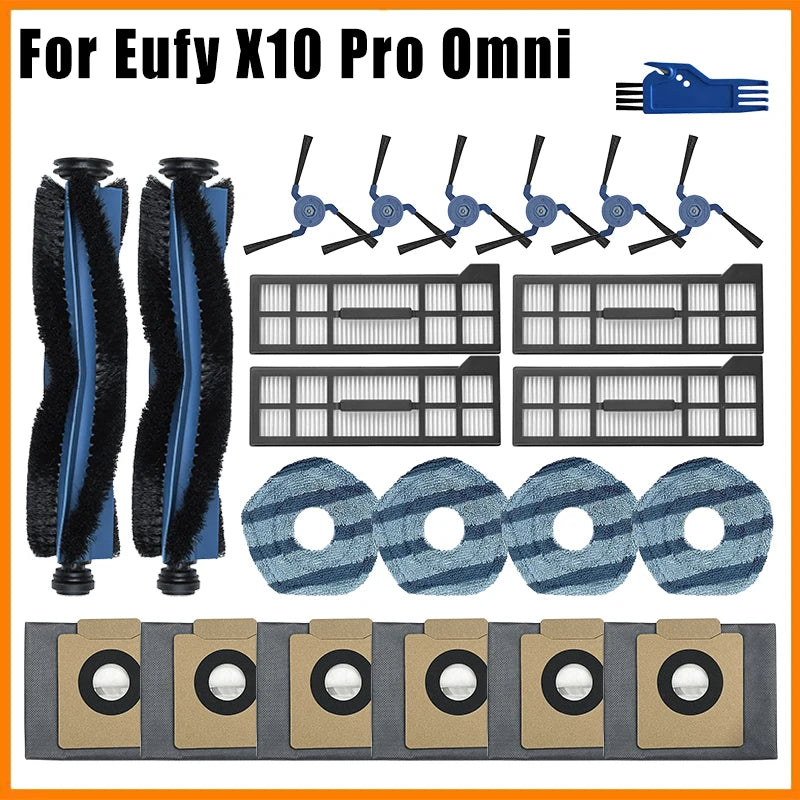 Replacement Parts For Eufy X10 Pro Omni Cleaning Vacuum Accessories Main Brush/Roller Brush Side Brush Mop HEPA Filter Dust Bag