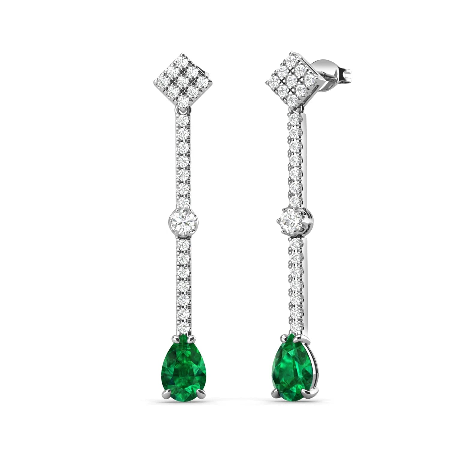 925 Sterling Silver Vivid Green Emerald Luxury Chandelier Long Drop Earrings Fine Wedding Jewelry for Women Destiny Jewellery