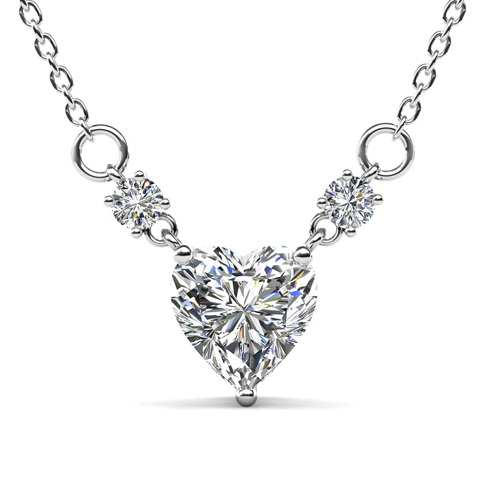Heart Cut 1 Carat Lab Grown Moissanite Diamond 925 Sterling Silver Love Pendant Necklace Jewelry for Women Destiny Jewellery