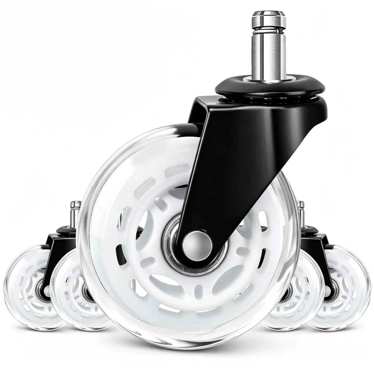 3 Inch 75mm PU Swivel Office Chair Casters Wheels 11*22mm with Silent Adjustable Design for Gym and Ergonomic Workspaces MegaBDM