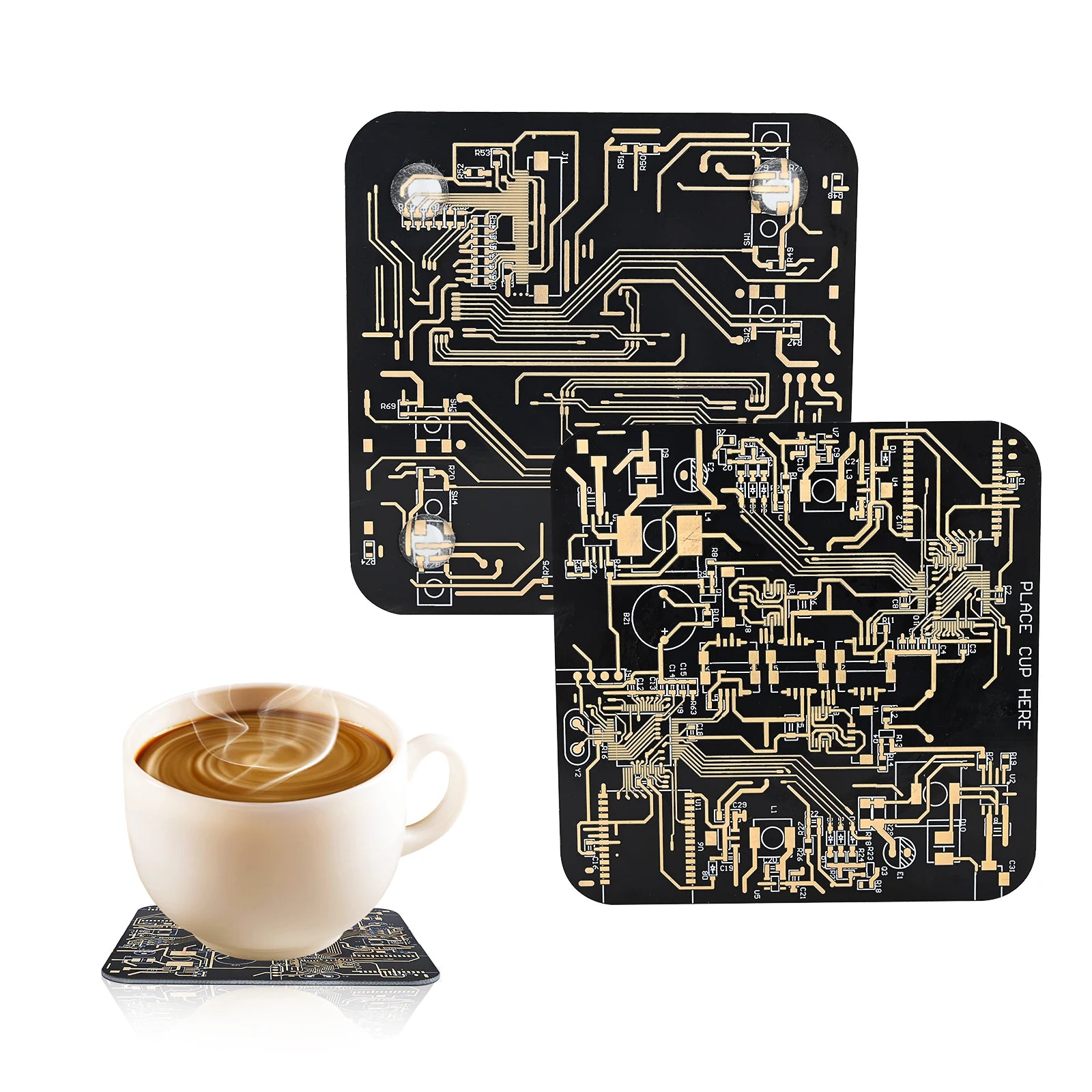 Circuit Board Coasters for Drinks in PCB-Design Black Immersion Gold Circuit Board Coasters for Funny Drink Coasters