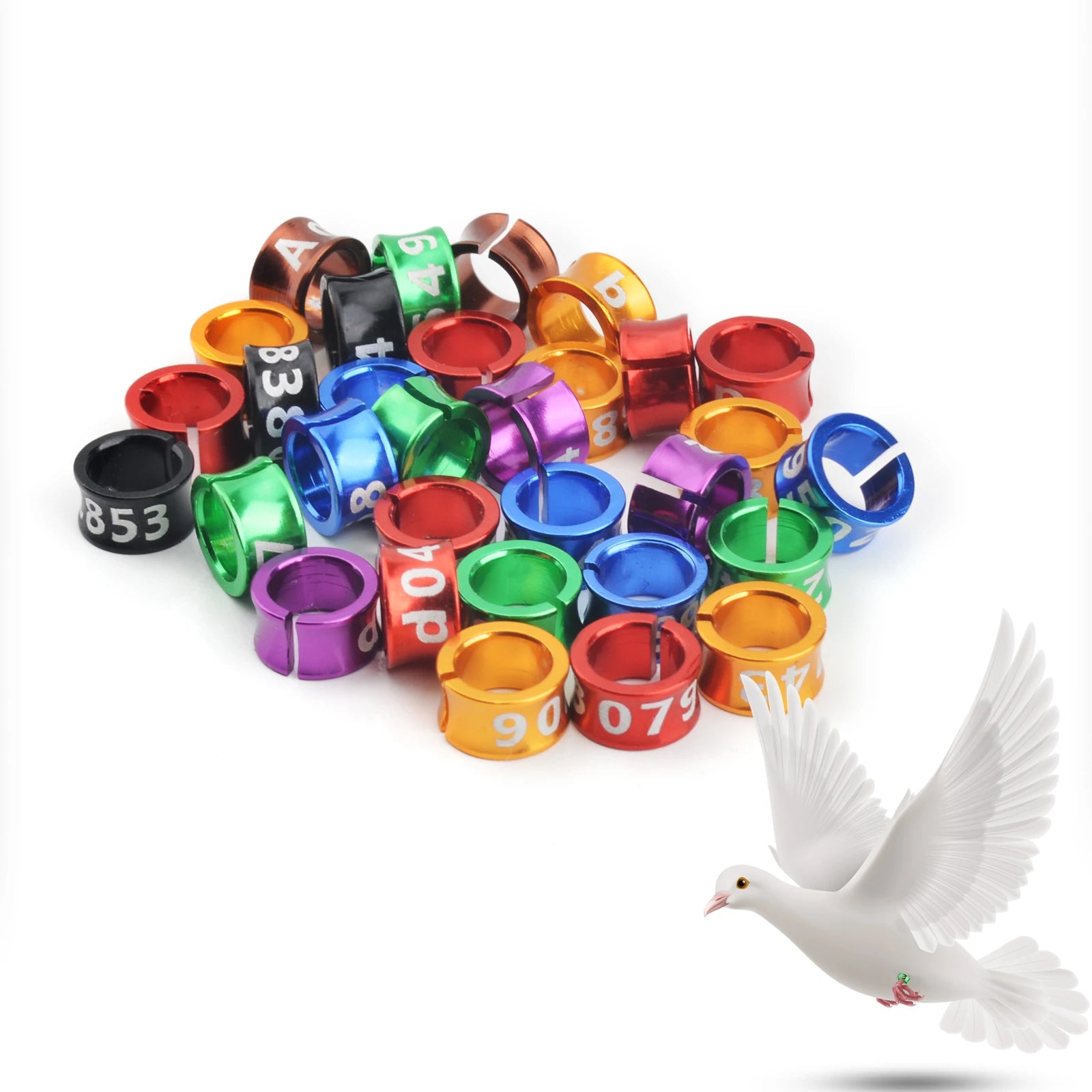 Aluminum Multicolor Open Bird Leg Identification RingsPractical Bird Foot Bands for Peony BirdsHibiscus Birdsetc(4.7mm 50PCS)