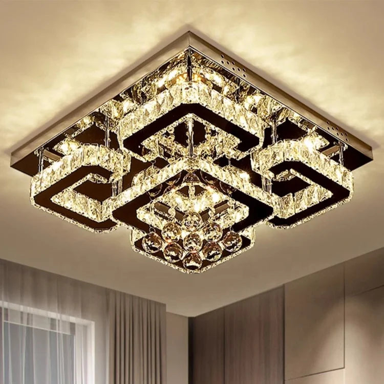 Square Luxury Led Ceiling Lamp Hotel Lobby Crystal Ceiling Light Construction Project Lights MegaBDM