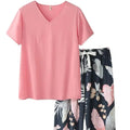 High Quality Customized Elegant Ladies Sleepwear Spring/Summer Autumn Knitted Cotton Pajama Elastic Waist Casual Printed Pattern