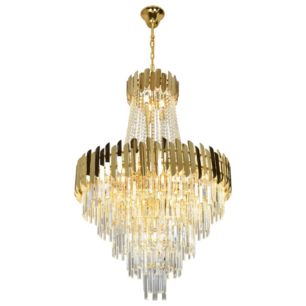 Metal Frame Crystal Chandelier Restaurant Stairwell Luxury and Elegant Lustre Illumination MegaBDM