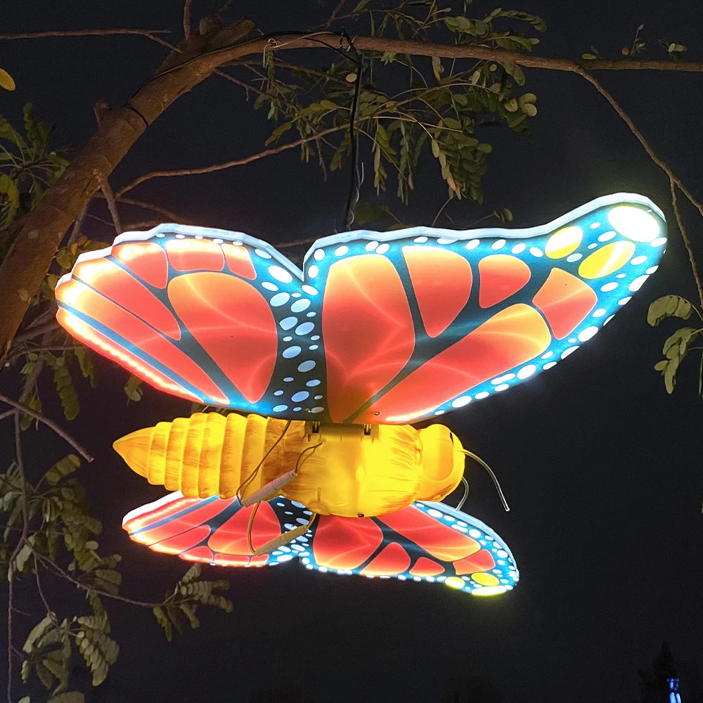 3D Big Decorative Lighting LED Luminous Flying Gold Moving Butterflies Birthday Party Light Decorations for Wedding Decor
