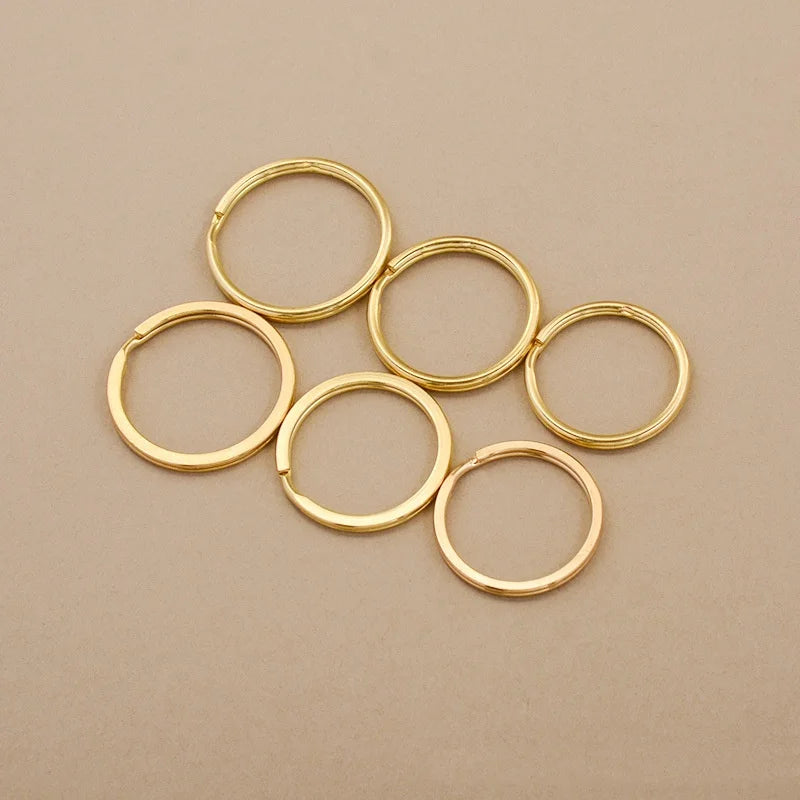 DIY Solid Brass Key Ring No Rusty Metal Flat Split O Ring Round Wire for Bag Car Key Chain Ring Buckle