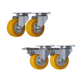 2 Inch Swivel Brake Industrial PVC Caster Wheels 50mm Roller Bearing 50kg Load Capacity Orange Durable Workshop Warehouse Desk