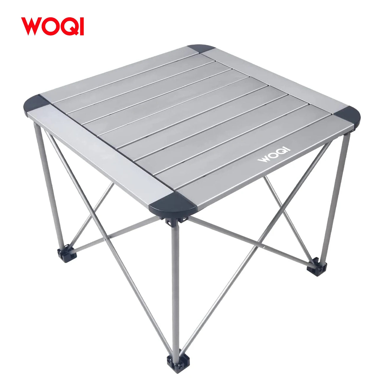 WOQI Camping Table Portable Aluminum Roll up Picnic Backpacking Table with Mesh Storage Bag  Black