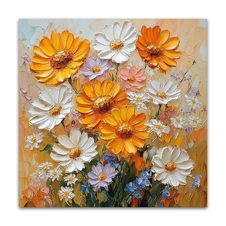 Wholesale Abstract Custom Modern Oil Painting Texture White Roses Canvas Hand-painted Artwork Wall Art Van Gogh Hotel Decor Home