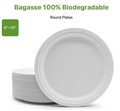 Eco-Friendly 500pcs Bagasse Fiber Tableware Biodegradable Reusable Disposable Plates Bowls for Wedding Birthday BBQ Parties MegaBDM