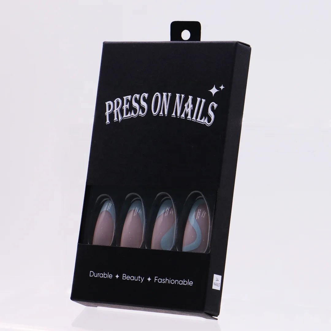Manufacturer Black Empty Nail Packaging Box Professional Paper Box for Press-on Nails Wholesale