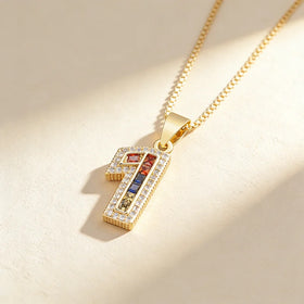 QIKU 0-9 Arabic Numerals Shape Pendant Colorful Rhinestone Women Necklace Copper Zircon Jewelry Accessory Unisex Gift Wholesale
