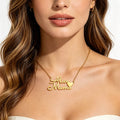 Customized Nameplate Heart Pendant Jewelry Gold Plated Stainless Steel Personalized Custom Name Charm Necklaces for Women Gifts MegaBDM
