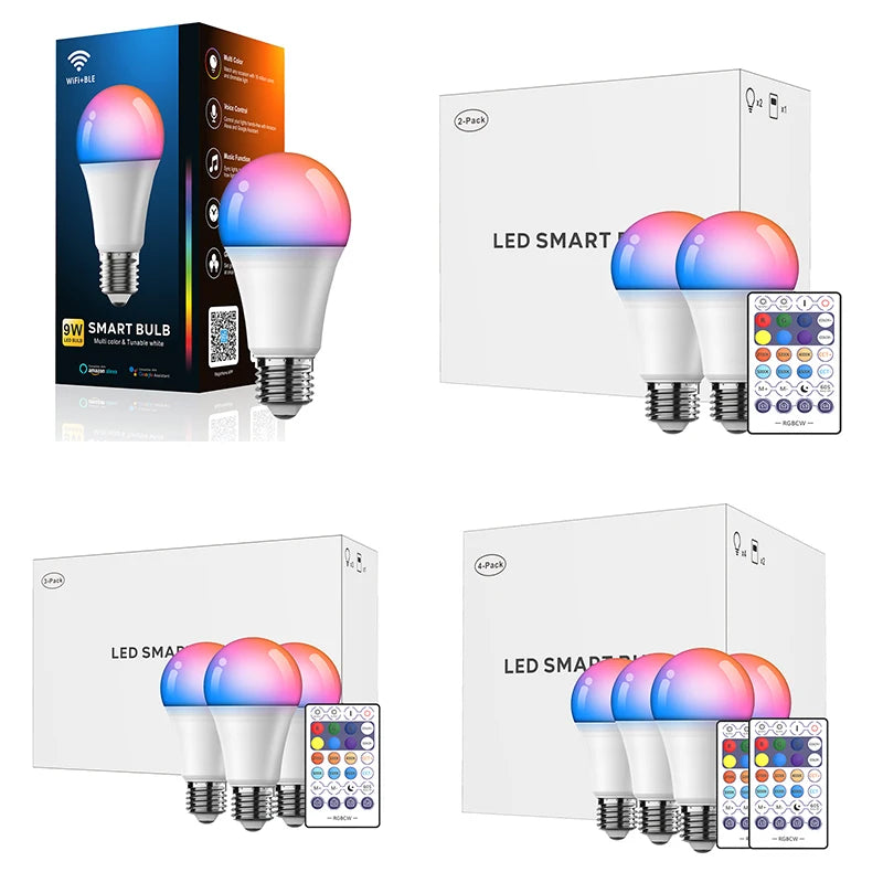 Tuya Smart Light Bulb App Control 2700K-6500K RGBCW Wifi Bulb Google Home 12W E26 E27 B22 LED Tuya Wifi Smart Life Bulb