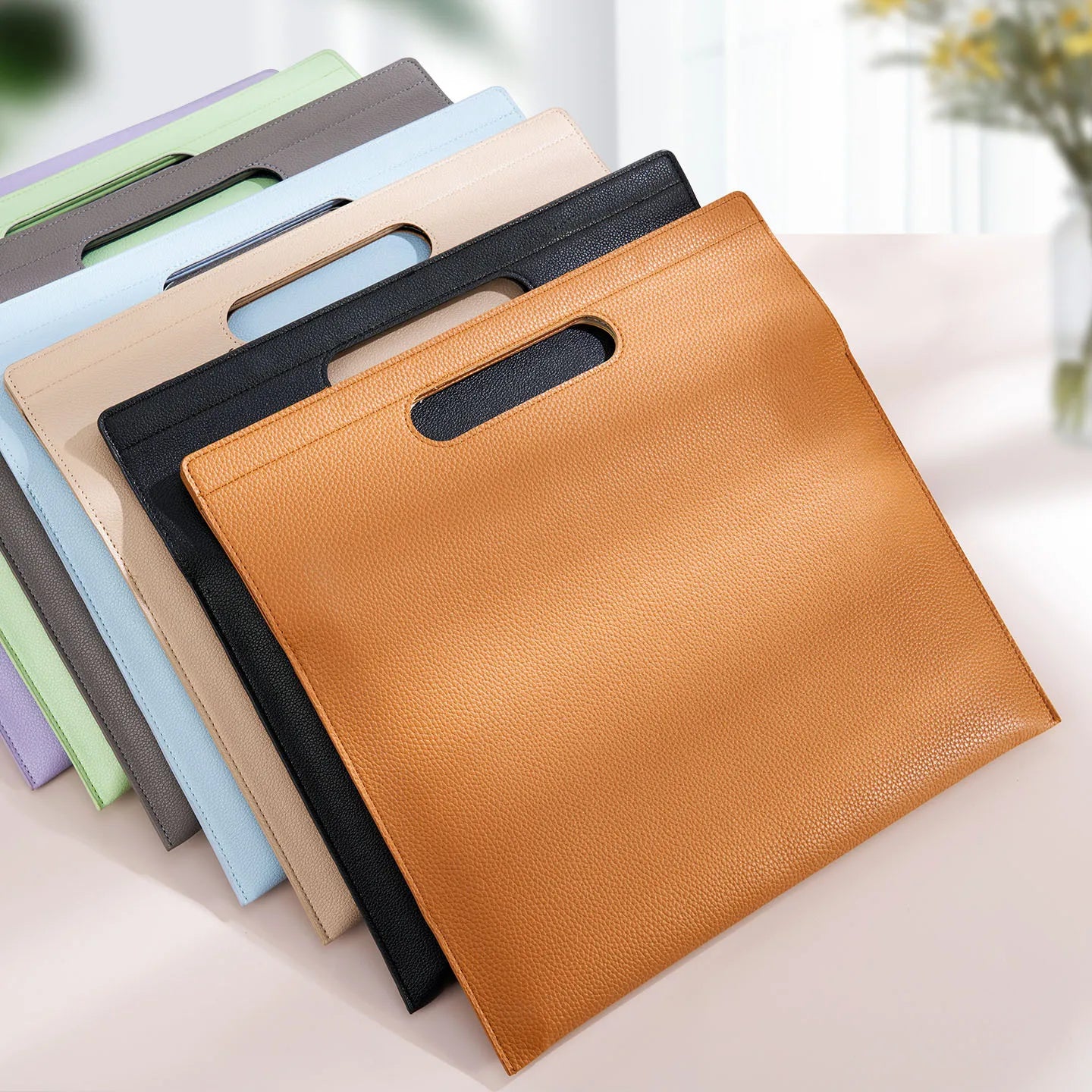 Waterproof PU Leather A4 File Holder Portable Business Handheld Document Bag Multi-Use Portfolio Folder for Everyday Essentials