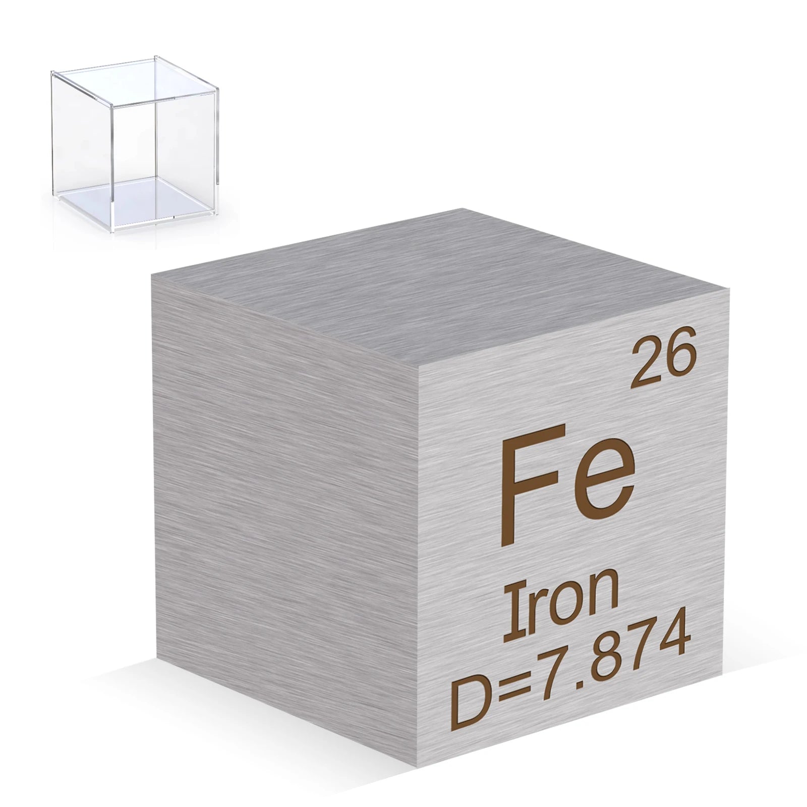 Iron Cube 0.39'' 99.99% High Purity Metal Density Elemental Cube for Elemental Collecting Experiment Gift with Acrylic Case(Fe)
