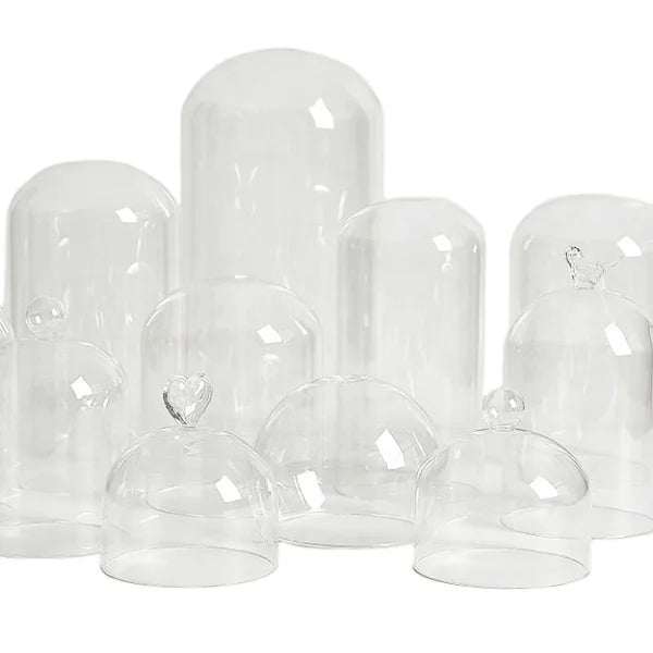 Wholesale Hand Blown Customizable Transparent Borosilicate Glass Dome Decorative Candle Jar Bell Cover