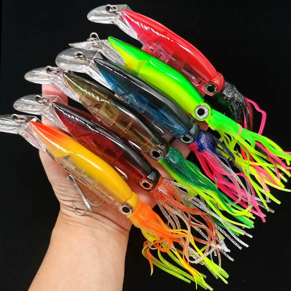 Saltwater Fishing 180mm 240mm Artificial Lure Luminous Soft Skirt FLoating Lure ABS PVC Trolling Lure Squid Lure for Cuttlefish
