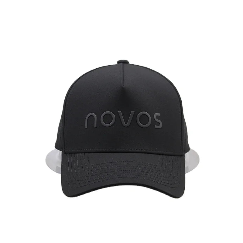 Wholesale 5 Panel Curved Brim Sporty Cap Custom Rubber Logo Laser Performance Perforated Waterproof Jersey Terry Fabric Fruit