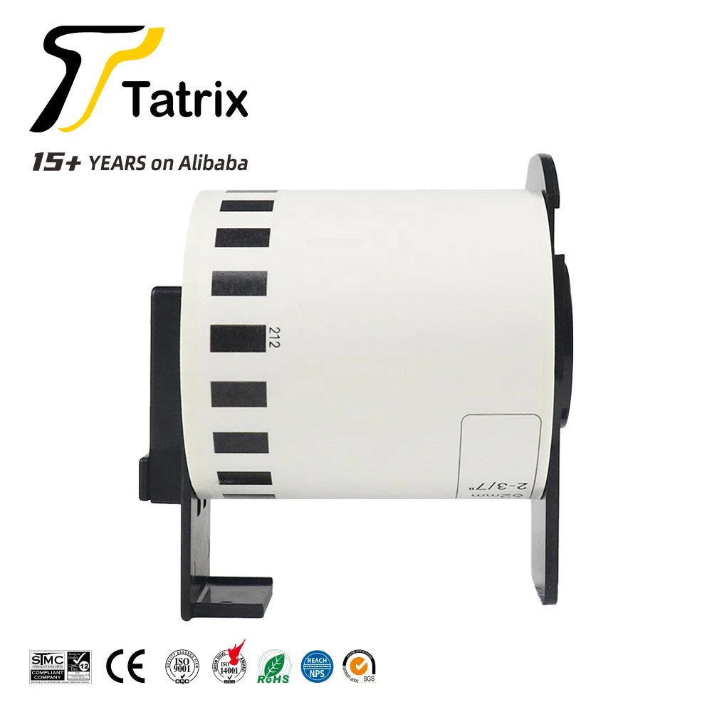 Tatrix DK22212 DK DK-22212 Black on White Shipping Label Thermal Paper Shipping Label Roll for Brother QL-1060N Series Printer MegaBDM